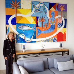 Residence M. et Mme. Romdane, Mahdia-Tunisie. acrylique sur toile, 270cm x 170cm.  2012